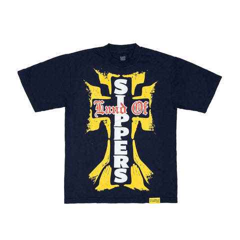 Awful Lot of Cough Syrup Land of Sippers Tee Navy