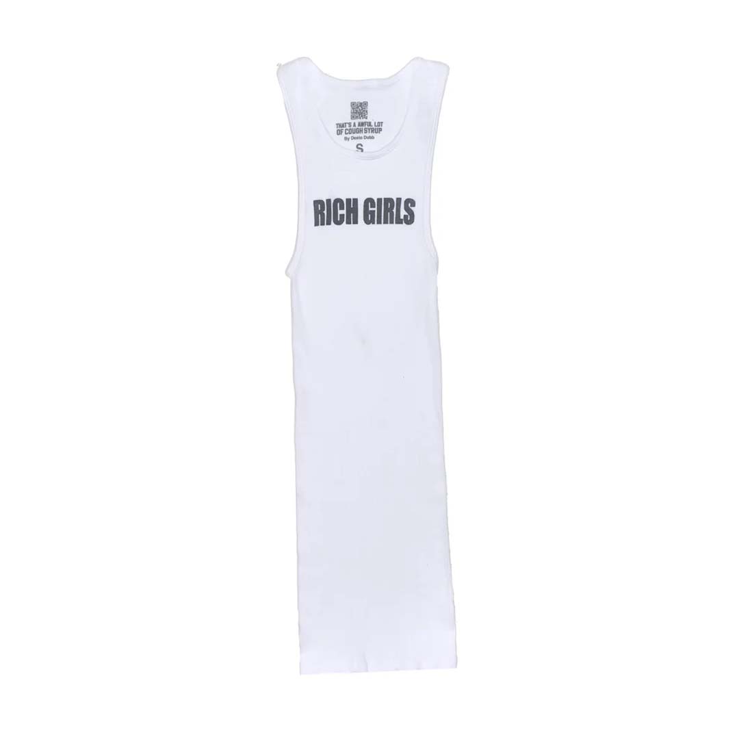 Awful Lot of Cough Syrup Rich Girls Tank Top White
