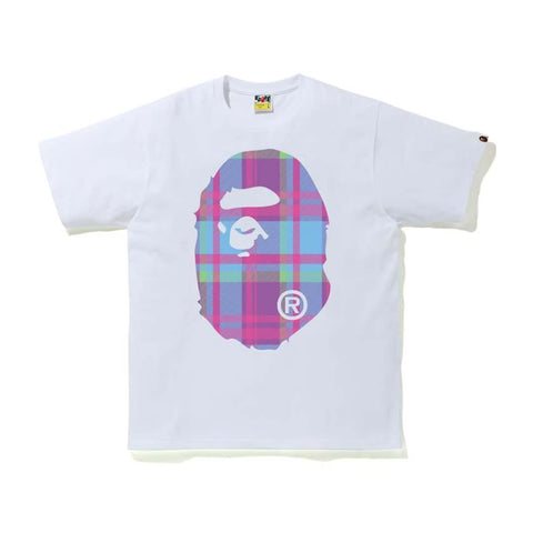 BAPE Check Big Ape Head Tee White/Purple