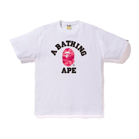 BAPE Fire Camo College Tee White/Pink
