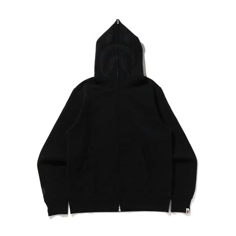 Bape Triple Black Shark Zip Up Hoodie