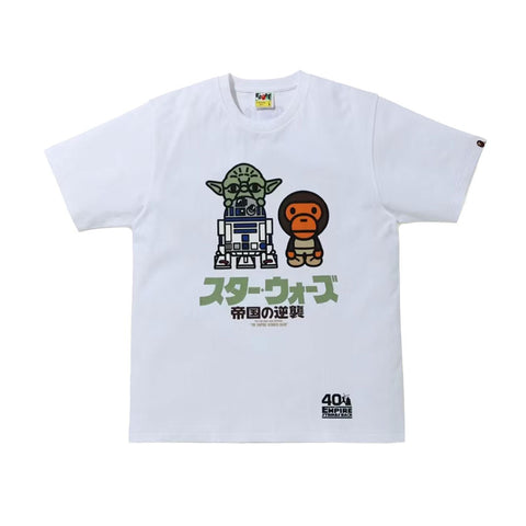 BAPE X Star Wars Baby Milo & Yoda Tee White