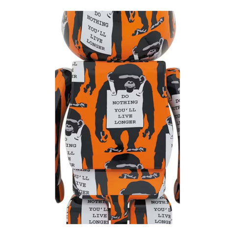 Bearbrick Banksy Monkey Sign Orange 1000%