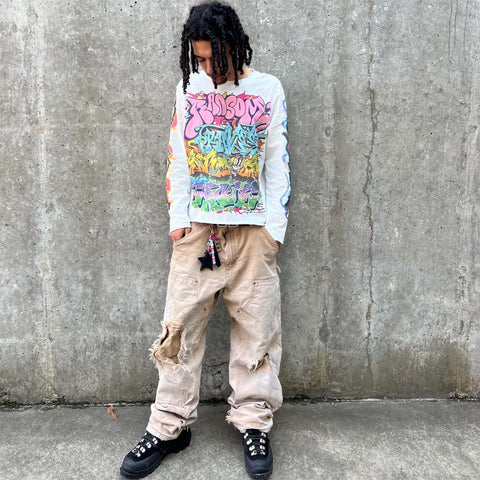 Bravest Graffiti Long Sleeve Tee White