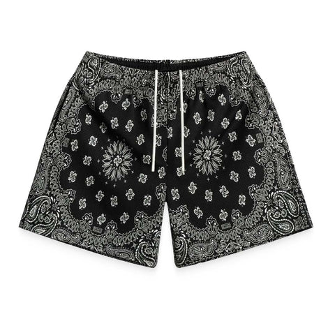 Bravest Paisley Two Tone Black Mesh Shorts