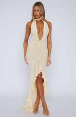 Let It Ride Halter Maxi Dress Lemon