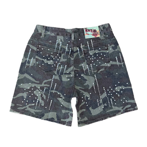 Dry Rot Camo Rhinestone Jean Shorts