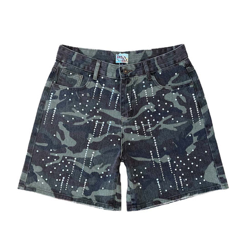 Dry Rot Camo Rhinestone Jean Shorts