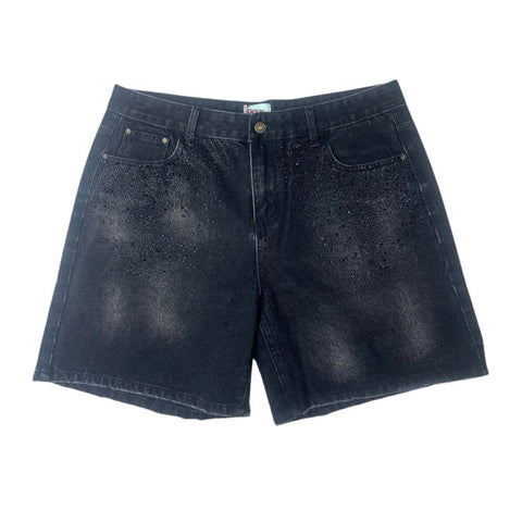 Dry Rot Dark Hole Rhinestone Denim Shorts