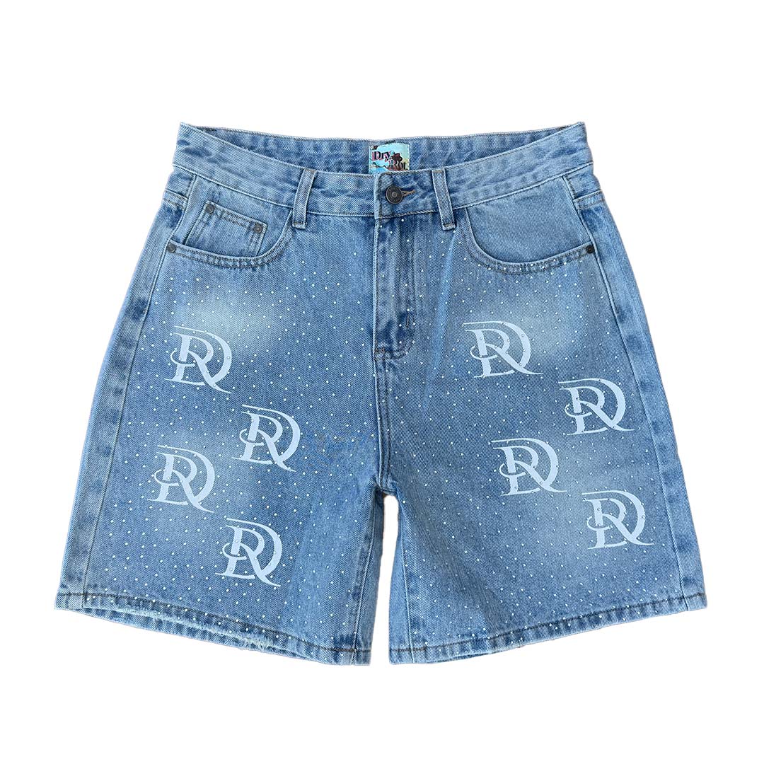 Dry Rot Light Wash Rhinestone Jean Shorts