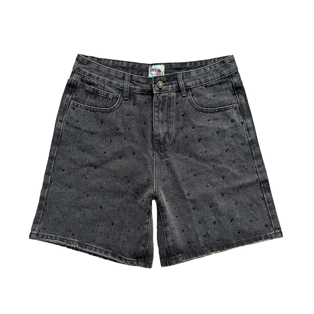 Dry Rot Rhinestone Black Jean Shorts