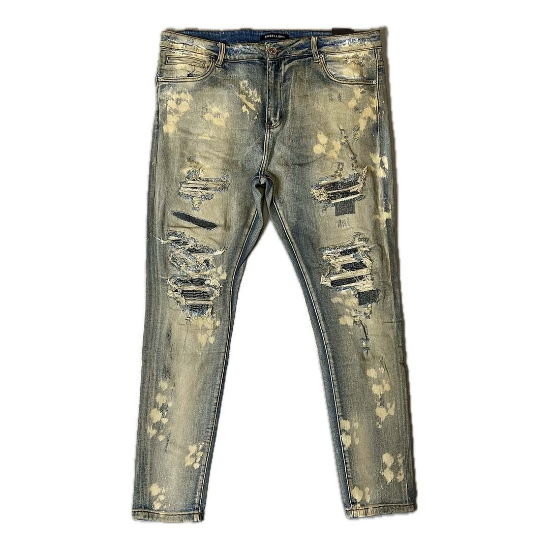 Embellish Trevino Rip & Repair Light Blue Denim Jeans