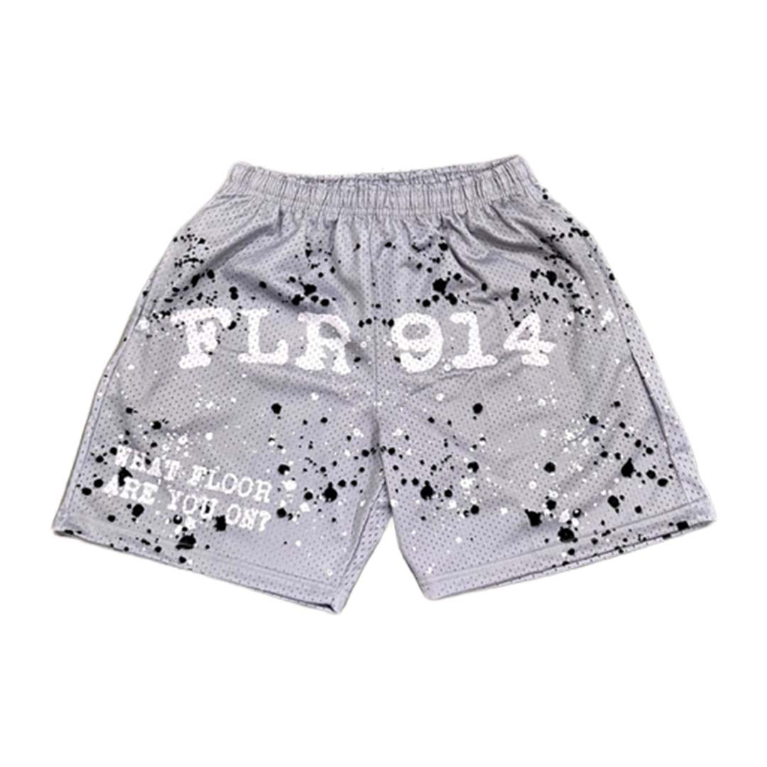 Floor 914 Paint Splatter Mesh Shorts Grey