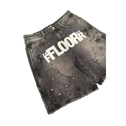 Floor 914 Uniform Jean Shorts Black Wash