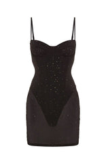 Want To Party Embellished Mini Dress Chocolate