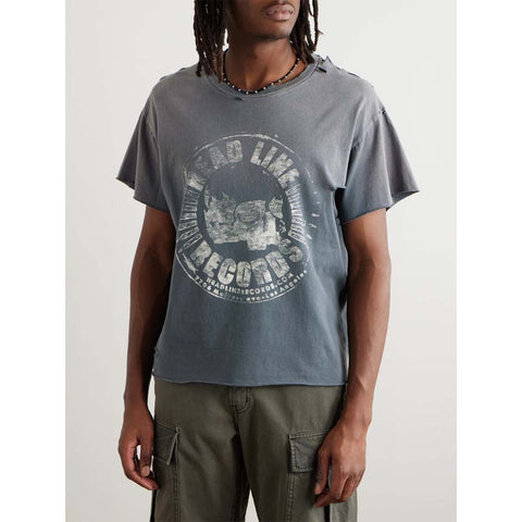 Gallery Dept. Distressed Glitter Cotton Jersey Tee Grey
