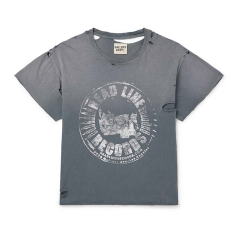 Gallery Dept. Distressed Glitter Cotton Jersey Tee Grey