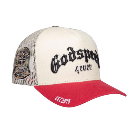 Godspeed Forever Trucker White Red Brim