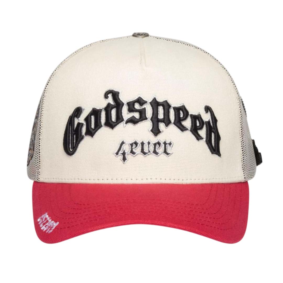 Godspeed Forever Trucker White Red Brim