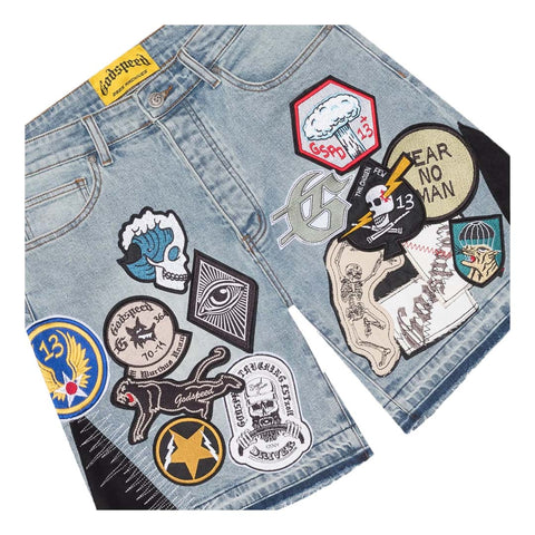 Godspeed Patchwork Denim Shorts V2 Blue