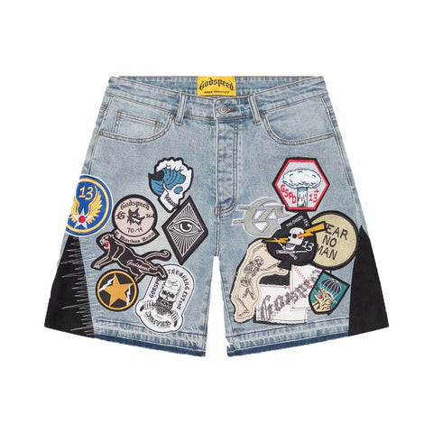 Godspeed Patchwork Denim Shorts V2 Blue