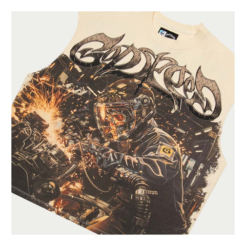 Godspeed Steel Sharpens Steel Sleeveless Bone Tee