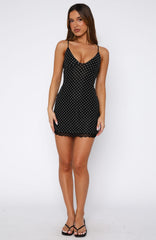 Good Luck Babe Mini Dress Black/White Polka Dot