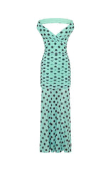Sweet And Chic Maxi Dress Aqua Polka Dot