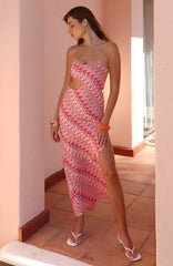 Flirt Mode Strapless Maxi Dress Sunrise Waves