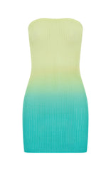 Hotter Than The Sun Crochet Mini Dress Lemon/Teal Ombre