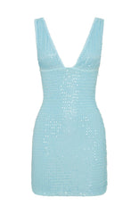 I Believe In You Beaded Mini Dress Baby Blue