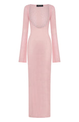 Malta Mermaids Long Sleeve Maxi Dress Blush Pink
