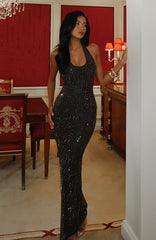 Burning Glance Embellished Maxi Dress Chocolate